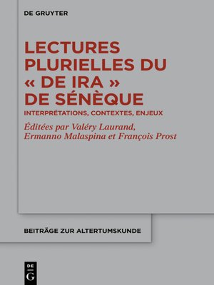 cover image of Lectures plurielles du «De ira» de Sénèque